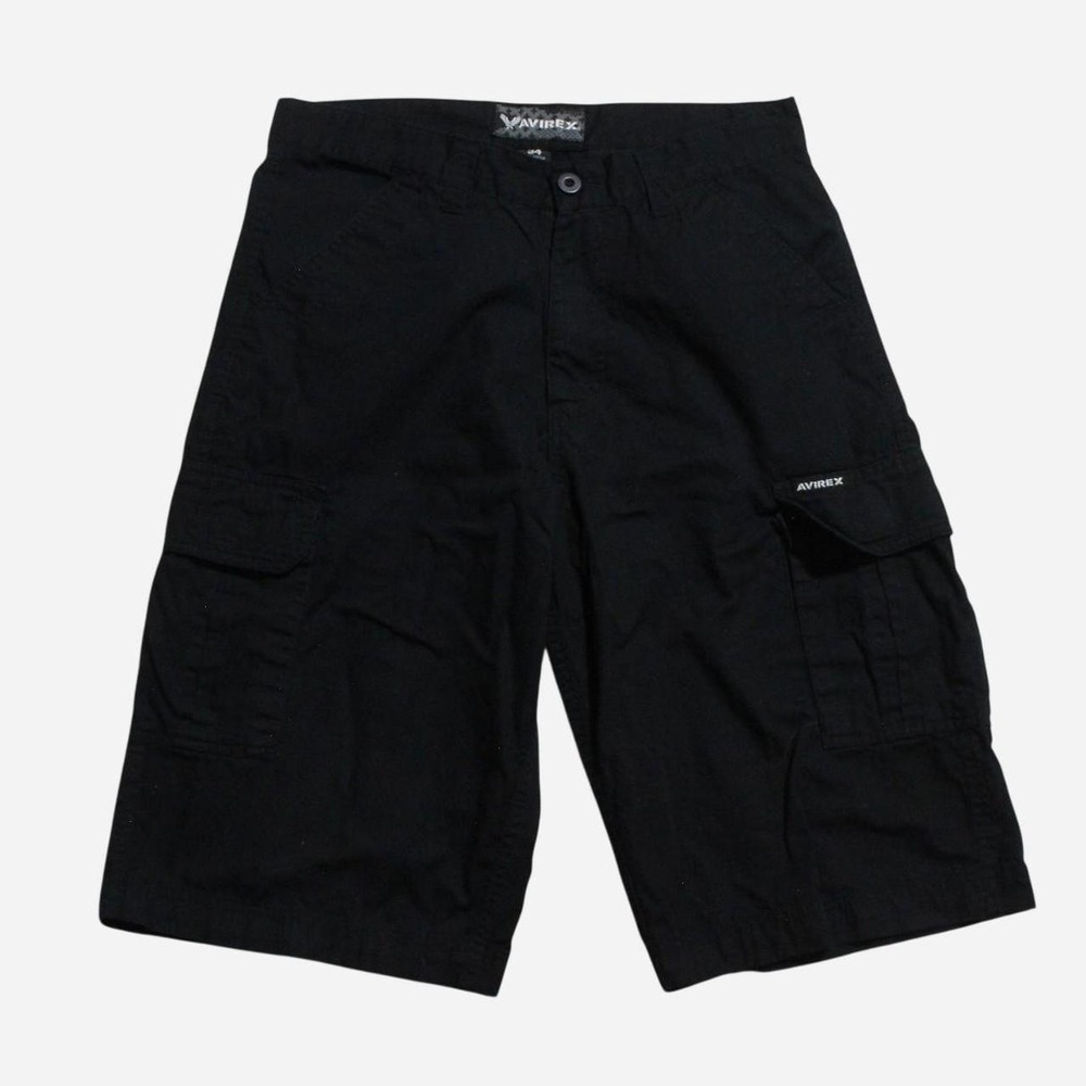 Mens Y2K Skater Streetwear Punk Grunge Baggy Avirex Black Shorts